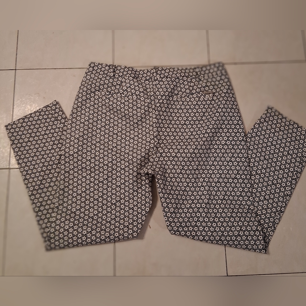 Michael Kors Black & White Floral Print Pants Size 12 | Chic Y2K Office Casual - Picture 4 of 7